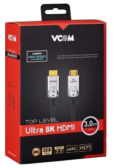 VCOM Кабель HDMI 19M/M,ver. 2.1, 8K@60 Hz 3m VCOM <CG862-3M> - фото №2