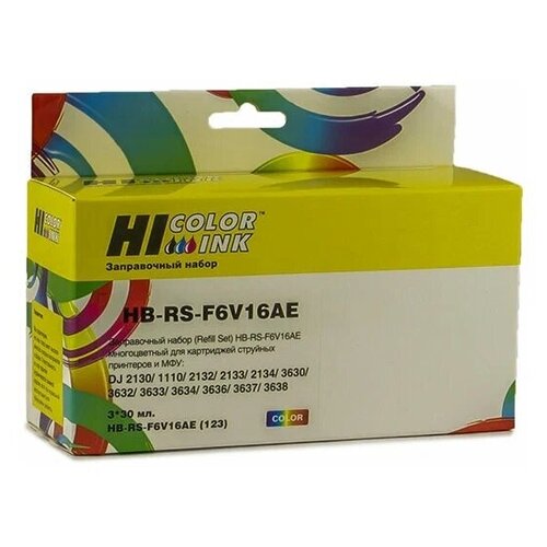 Заправочный набор Hi-Black F6V16AE для HP DJ 2130, картридж №123, Сolor, 90ml alizeo 302 xl ink cartridge remanufactured for hp302 for hp deskjet envy officejet 1110 1111 1112 2130 2131 2132 2134 2136