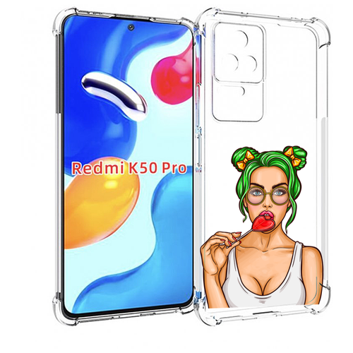 Чехол MyPads девушка-с-чупачупсом-в-виде-сердца женский для Xiaomi Redmi K50 / K50 Pro задняя-панель-накладка-бампер