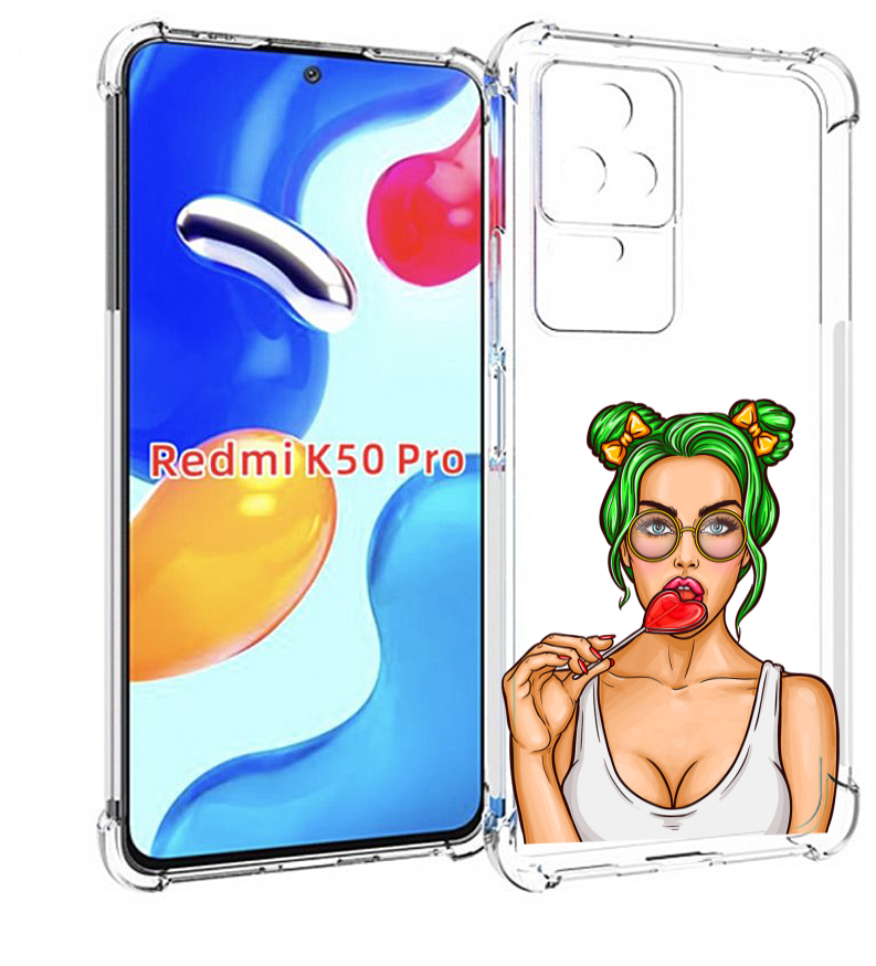 Чехол MyPads девушка-с-чупачупсом-в-виде-сердца женский для Xiaomi Redmi K50 / K50 Pro задняя-панель-накладка-бампер