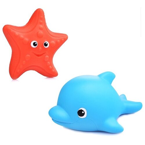 Игрушки для ванной Весна №4 (2 игрушки: Морская звезда, Дельфин) (В3760) раскрась своего дельфина гипсовая 3d фигурка дельфина 5 см х 7 см