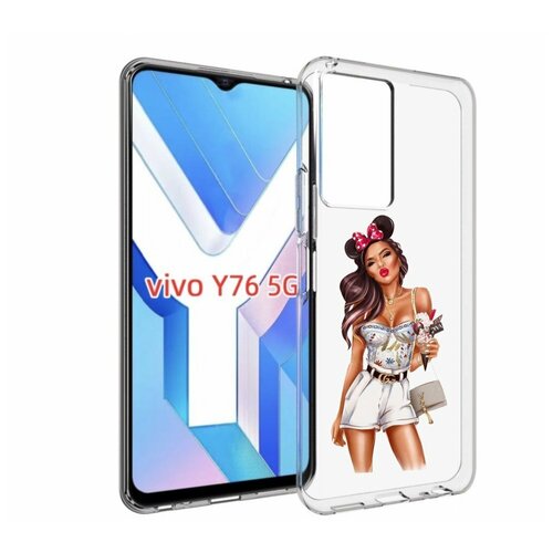 Чехол MyPads Девушка-микки для Vivo Y76 5G задняя-панель-накладка-бампер
