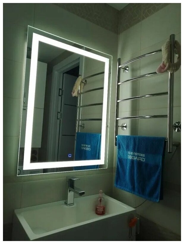 Сенсорное зеркало с Led подсветкой для ванной комнаты - фотография № 5