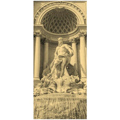 Самоклеящиеся фотообои Фонтан в Риме, размер: 90x200 см, эффект: сепия, отраженный