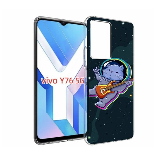 Чехол MyPads крутой-хомяк-в-космосе для Vivo Y76 5G задняя-панель-накладка-бампер