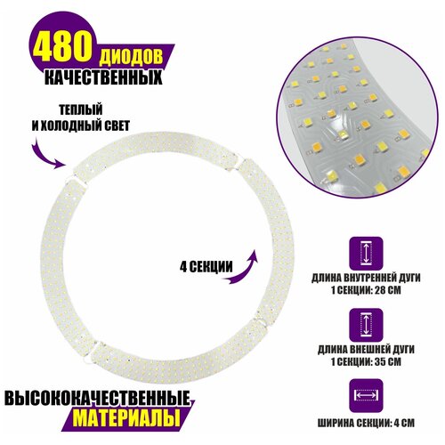 Диодная лента из 4 секций от кольцевой лампы RL-18