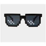 Пиксельные солнцезащитные очки для мужчин и женщин Thug Life черного цвета - изображение