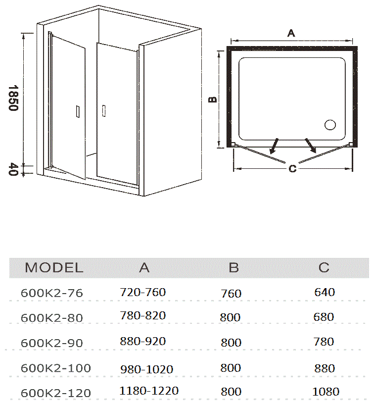 Душевые двери WeltWasser WW600 600K2-100