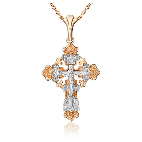 фото Platina православный крест из комбинированного золота с бриллиантами