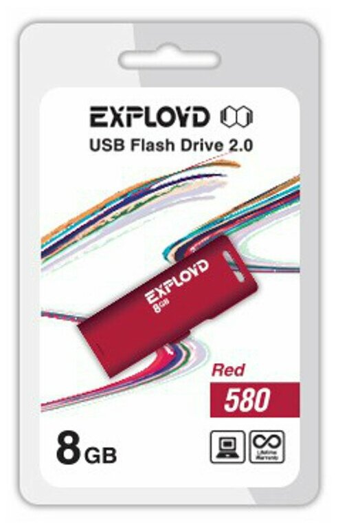 USB Flash Drive 8Gb - Exployd 580 EX-8GB-580-Red