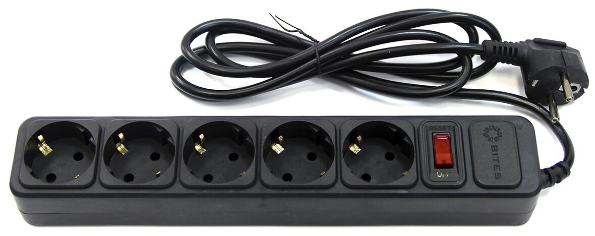 Сетевой фильтр 5bites 5 Sockets 1.8m Black SP5B-118 - фото №2