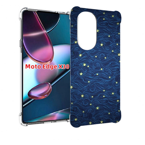 Чехол MyPads волны с звездами акварель для Motorola Moto Edge X30 задняя-панель-накладка-бампер