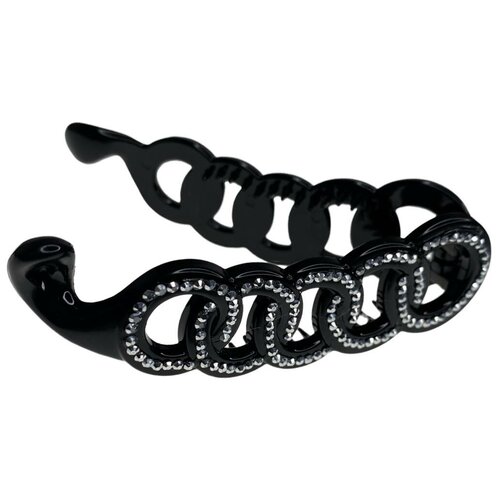 Заколка зажим Tatti Круги, 9 см, черная со стразами