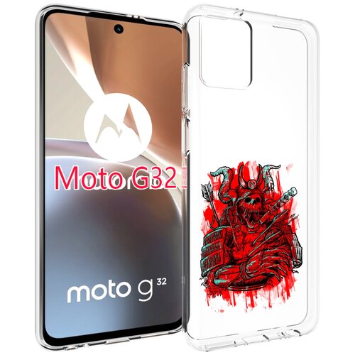 Чехол MyPads красный скелет воин для Motorola Moto G32 задняя-панель-накладка-бампер