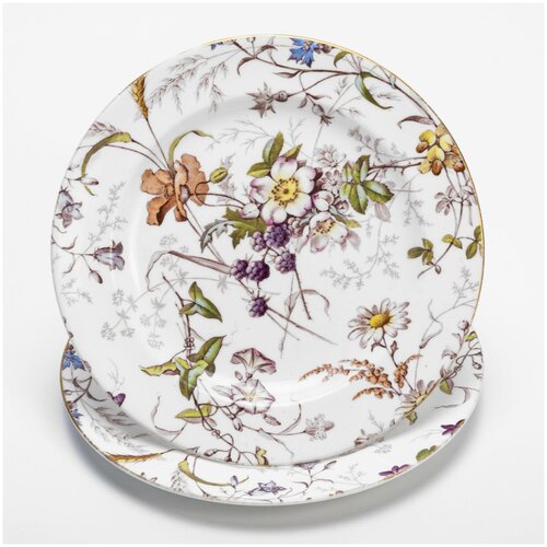 Набор из 2 тарелок с цветочным декором, фарфор, деколь, Западная Европа, 1900-1910 гг.