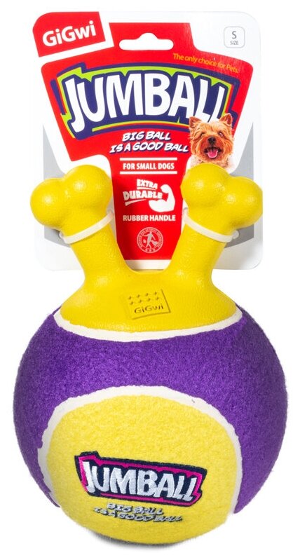 Игрушка для собак Джамболл теннис мяч с захватом 18 см GiGwi Jumball (1 шт) - фотография № 8