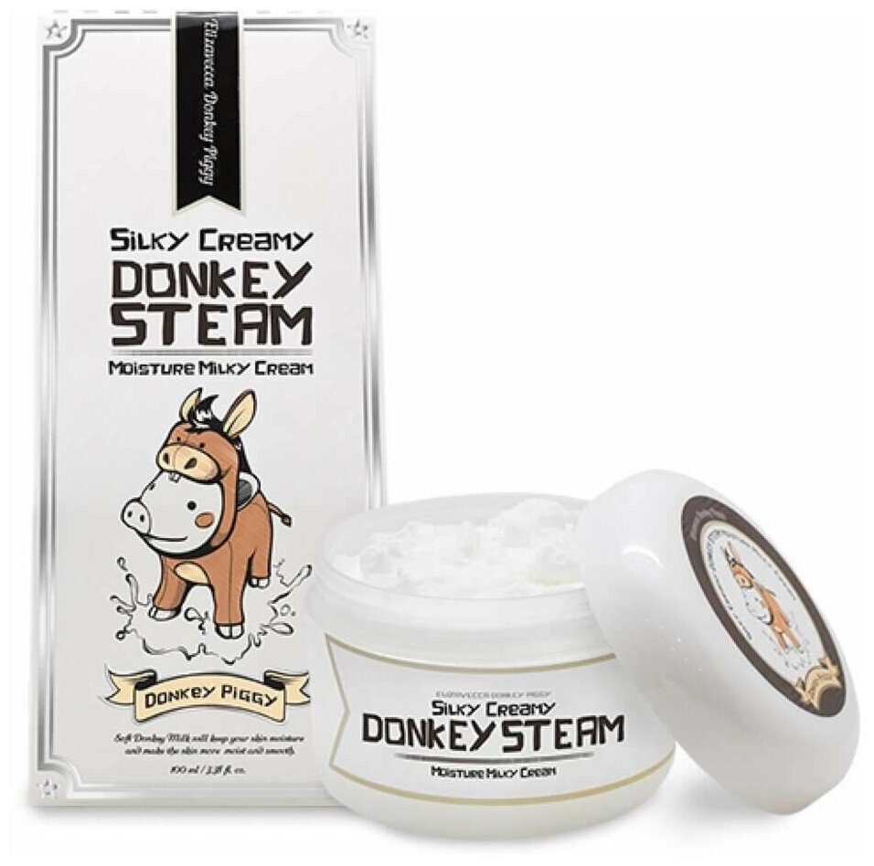 Крем для лица паровой увлажняющий Elizavecca на основе ослиного молока Silky Creamy Donkey Steam Moisture Milky Cream