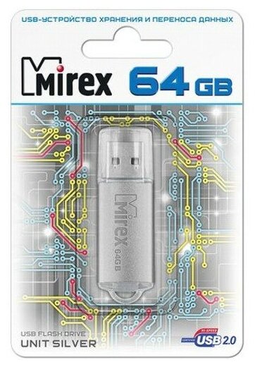 Флешка Mirex Unit silver 64 Гб usb 2.0 Flash Drive - серебристый