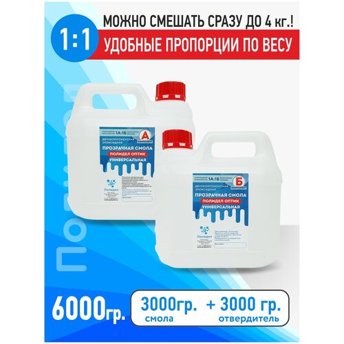 Эпоксидная прозрачная смола Полидел Оптик Универсальная 6кг