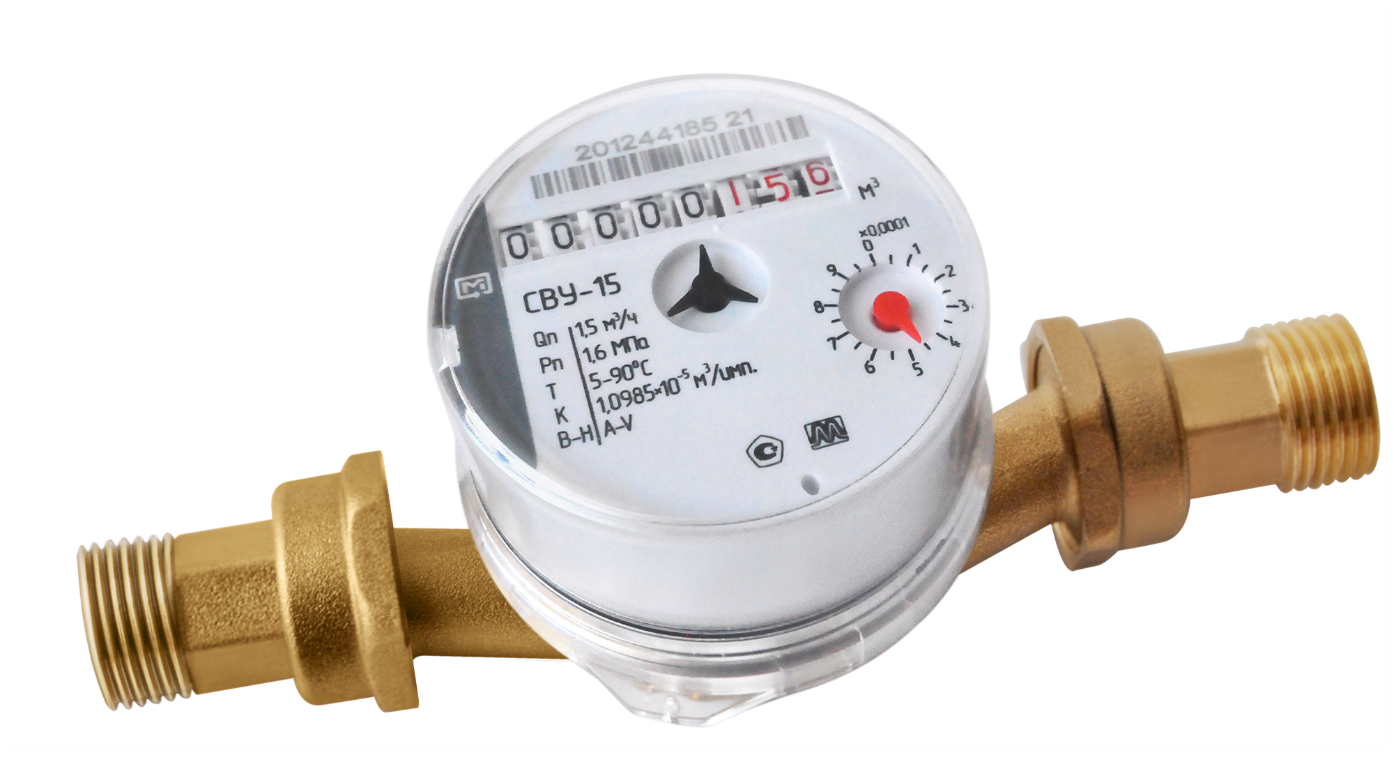 Универсальный счетчик воды метер СВУ-15 с КМЧ, L=110мм, ДУ 15мм - фотография № 1