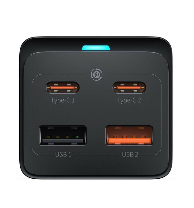 Сетевая зарядка с портом Type-C Baseus GaN3 Pro Power Combo PowerStrip 65W Black 2 Type-C + 2 USB-A — фото 1