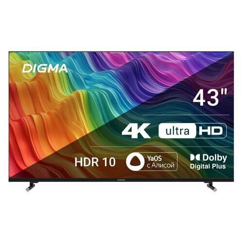 43 Телевизор Digma DM-LED43UBB33 4K Ultra HD черный смарт ТВ YaOS 2604000₽