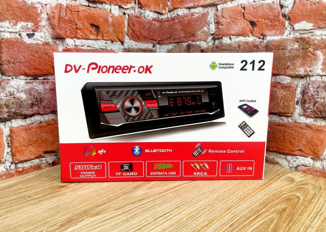 Магнитола Pioneer OK для автомобиля с Bluetooth, пультом управления AUX