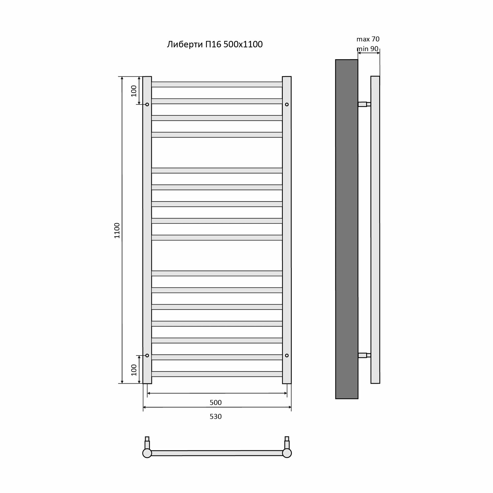 Водяной полотенцесушитель Акватек Либерти AQ RR1610BL - фото №12