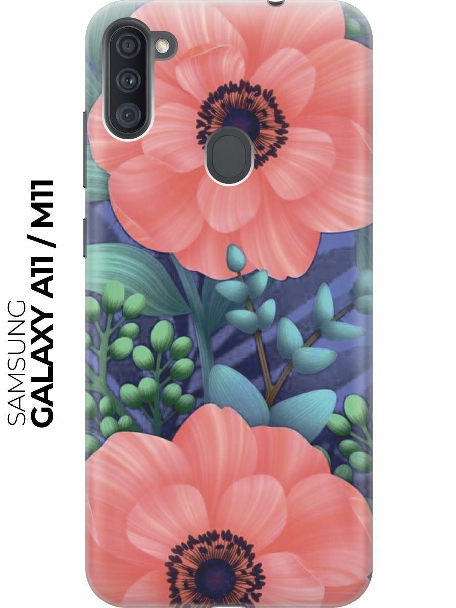 Силиконовый чехол Розовые маки на Samsung Galaxy A11 / M11 / Самсунг А11 / М11