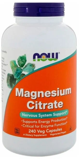 "NOW Magnesium Citrate 400mg 240caps" - 240 веганских капсул