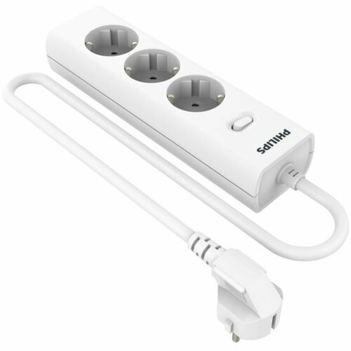 Сетевой фильтр Philips 3 Розетки кабель - 3M белый 2725₽