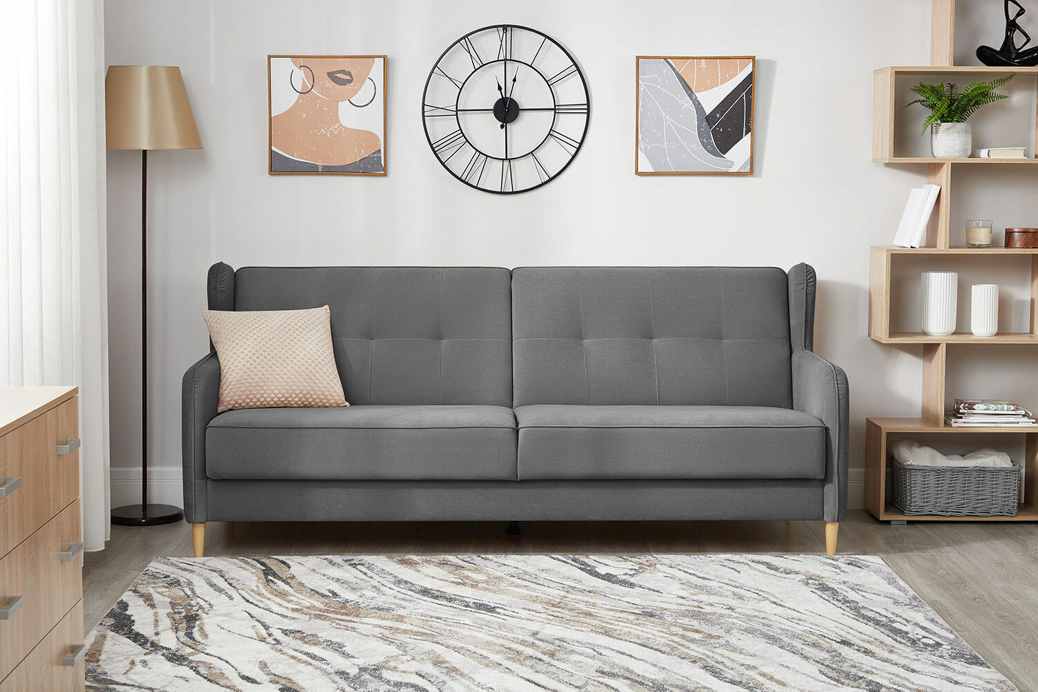 Диван-кровать SCANDICA Тифани прямой, 211х91х96 см, механизм книжка, цвет серый — фото 1