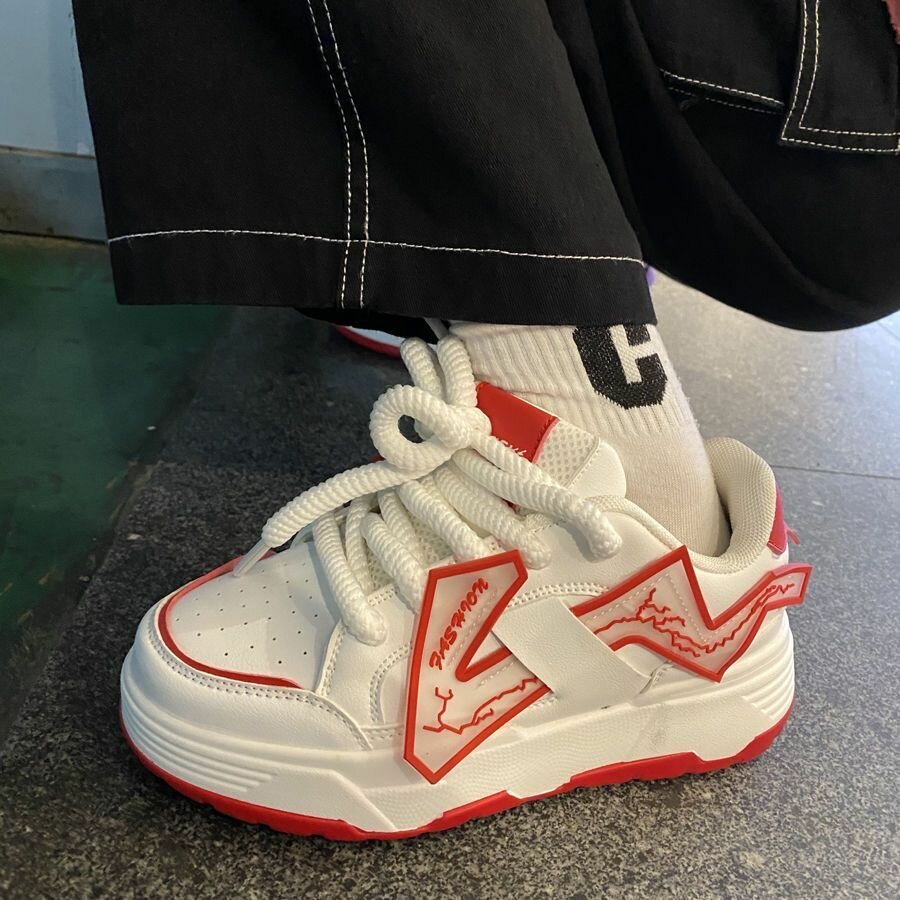 Кроссовки MOOCIE, размер 37 RU / Длина стопы 24.0cm/CN 38, белый, красный — фото 1