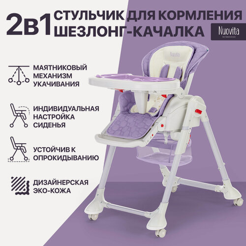 Изображение товара Стул-шезлонг для кормления Nuovita Tutela (Lilla goffratura/Сиреневый с тиснением)