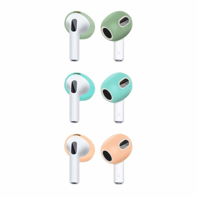 3 пары цветных мягких силиконовых наушников, чехол для наушников Airpods Pods 3, подушечки насадки ушей