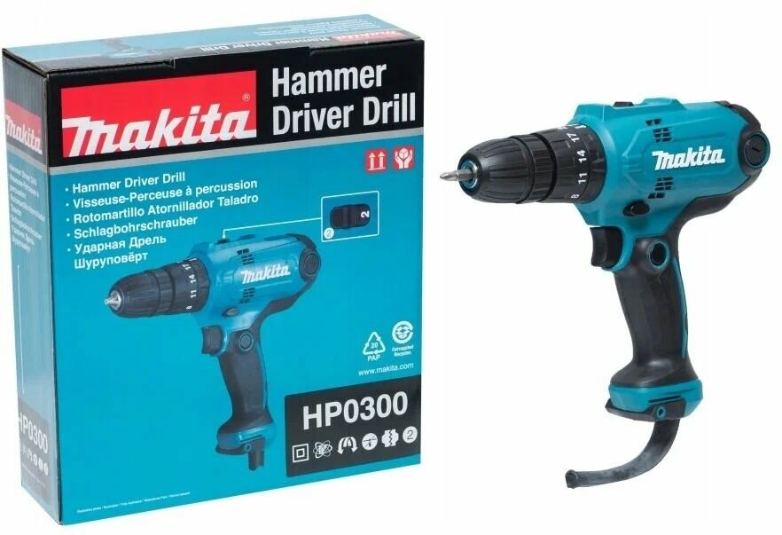Ударная дрель электрическая Makita HP0300 - фото №2