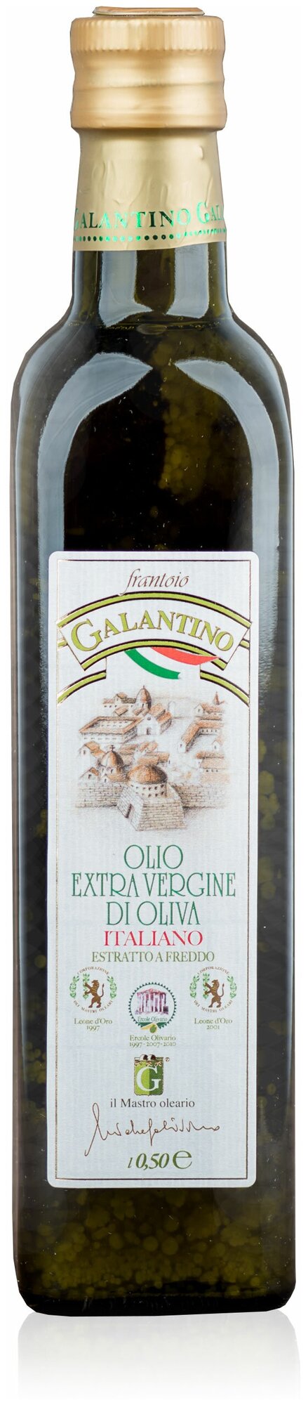 Масло оливковое первого холодного отжима FRANTOIO FRUTTATO MEDIO (MARASCA), GALANTINO, 0,5 л (ст/бут, форма MARASCA)