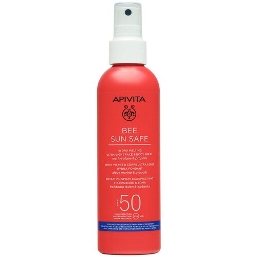 Купить Apivita Bee Sun Safe Спрей солнцезащитный тающий ультра-легкий для лица и тела SPF50 200мл, Апивита СА