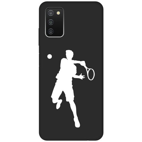 Матовый чехол Tennis W для Samsung Galaxy A03s / Самсунг А03с с 3D эффектом черный матовый чехол two faces w для samsung galaxy a03s самсунг а03с с 3d эффектом черный