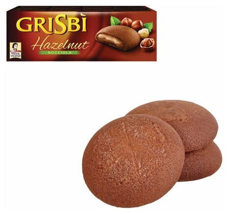 Печенье GRISBI "Hazelnut" 2 шт по 150 г с начинкой из орехового крема - фотография № 1