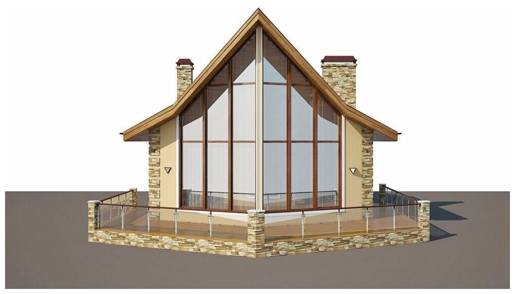 117м2, 11х8м) Готовый проект дома из газобетона с мансардой и панорамными окнами