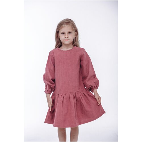 фото Платье из крапивы / детское розовое платье / платья на лето для девочек / платья для девочек с длинным рукавом / платье детское праздничное kinclo