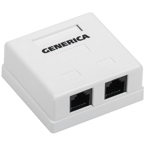 Розетка информационная RJ45 кат.5е UTP 2 порта настенная GENERICA ITK CS2-1C5EU-22-G