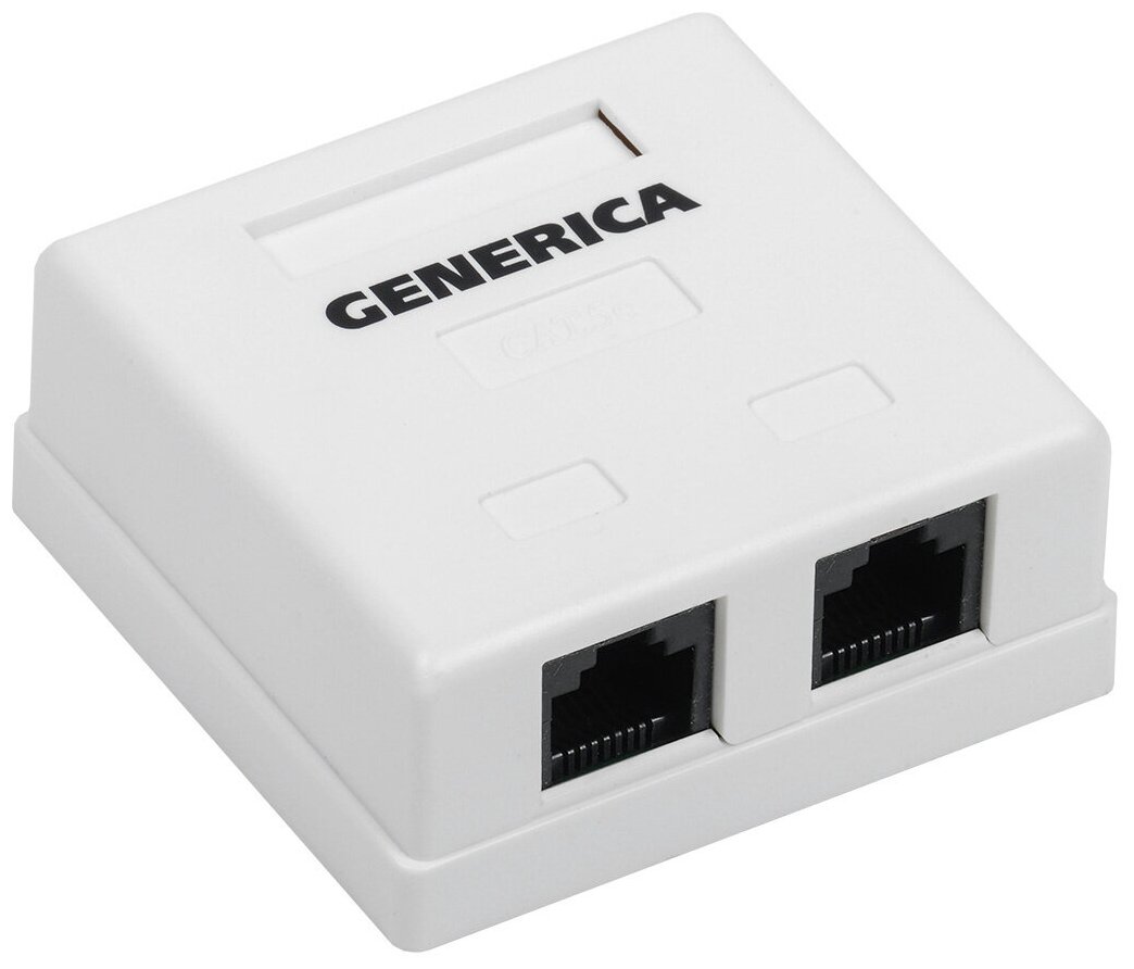 Розетка информационная RJ45 кат.5е UTP 2 порта настенная GENERICA ITK CS2-1C5EU-22-G 1шт