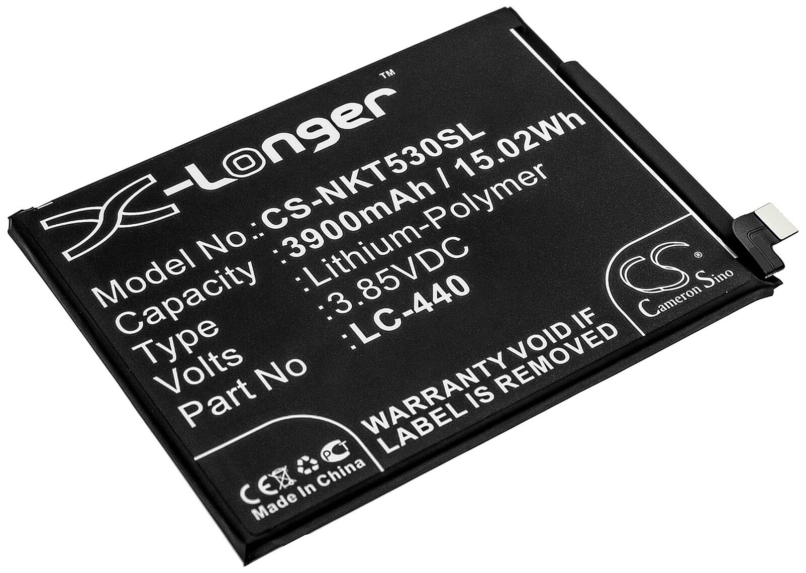 Аккумулятор CS-NKT530SL LC-440 для Nokia 53 385V 3900mAh 1502Wh 1480₽