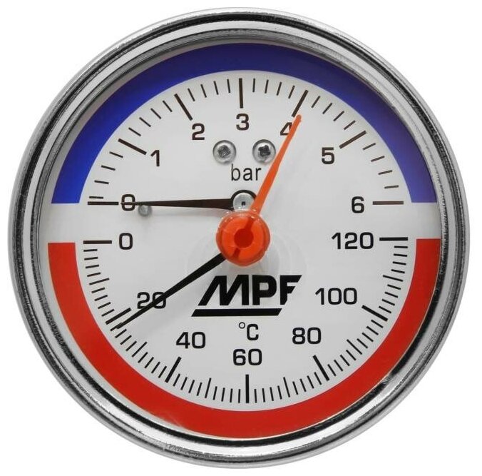термометр аксиальный, 6 бар, темп. 120 гр., 1/2" н, mp-у MPF - фото №3