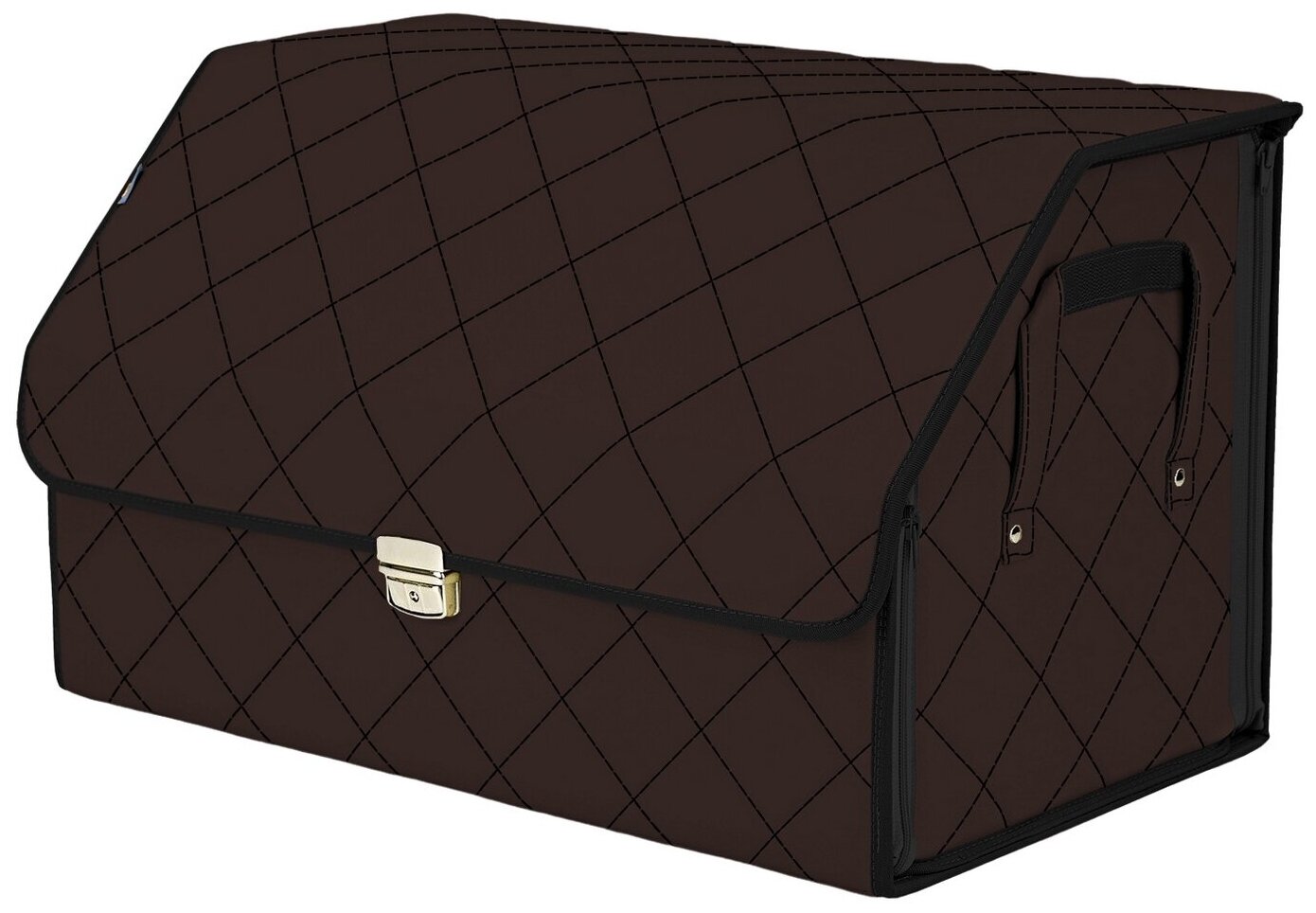 Органайзер-саквояж в багажник "Союз Премиум" (размер XL). Цвет: коричневый с черной прострочкой Ромб.