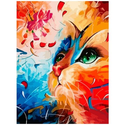 Картина по номерам на холсте Красочный котик (животные, кошки) - 8496 В 30x40 картина по номерам красочный слон животные 8211 в 30x40