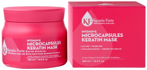 Кератиновая питательная маска для сухих, окрашенных и поврежденных волос с микрокапсулами (Keratin Forte) 500 мл.