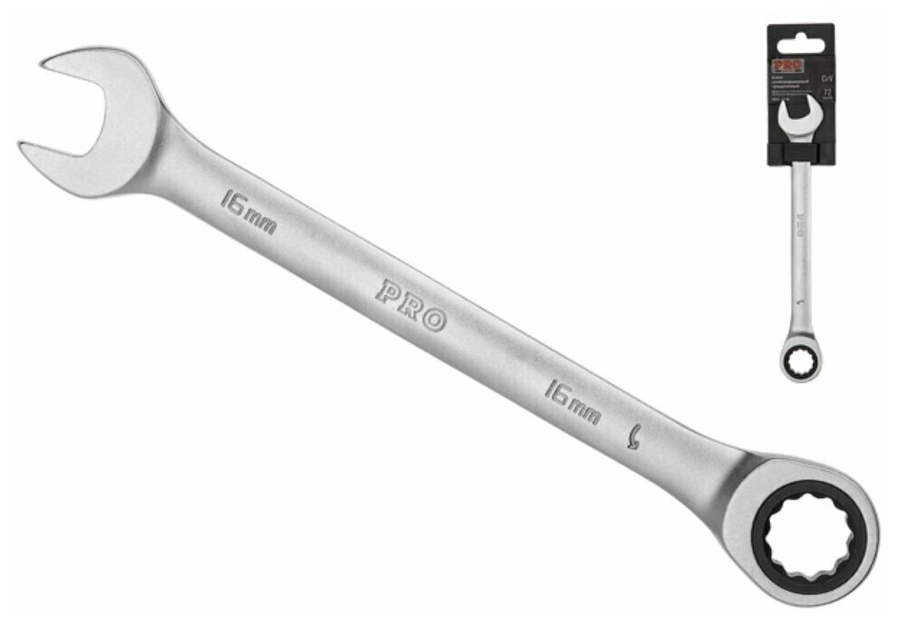 Ключ комбинированный 16мм трещоточный PRO STARTUL (PRO-7016) (сатинированное покрытие 72 зуба)